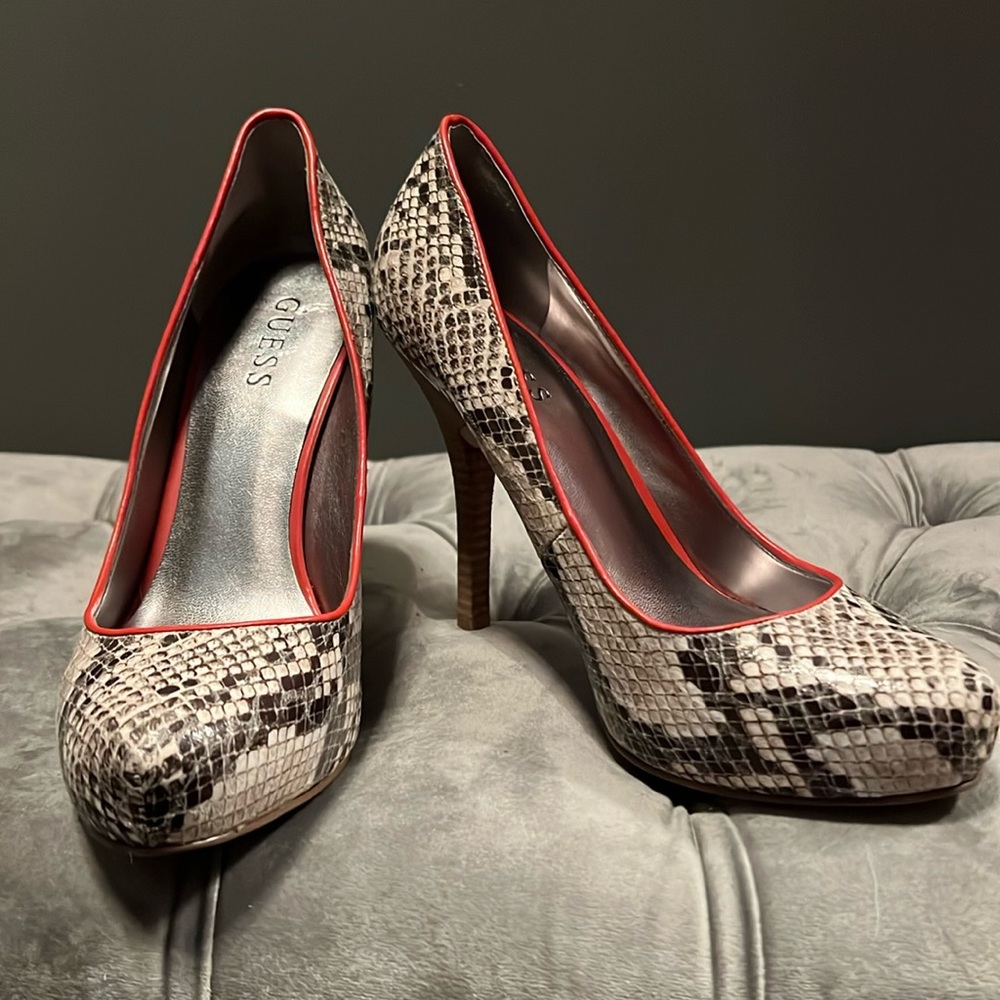 Guess Snakeskin Platform Heels